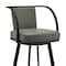 Armen Living Sandringham 26" Gray Faux Leather and Black Metal Swivel Bar Stool 721535762088 - alternate 2